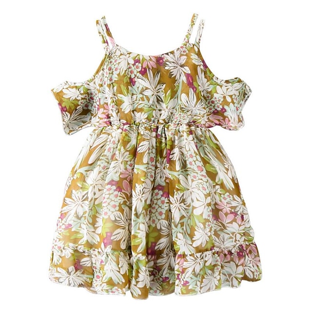  الفتيات بدون كم ورد 3D الجرافيك المطبوع فساتين أساسي بوليستر فستان الصيف طفل صغير مناسب للبس اليومي