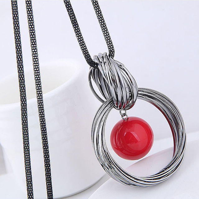  Pendant Necklace Long Necklace For Women's Causal Imitation Pearl Alloy Twisted Wire Wrap
