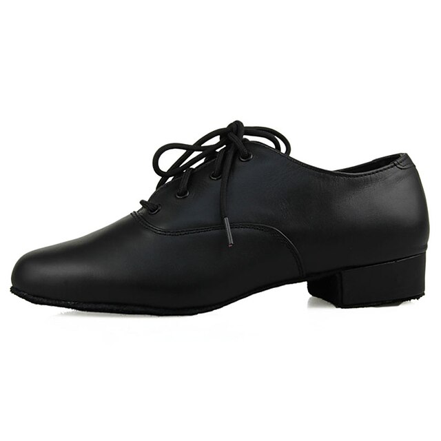  Hombre Zapatos de Baile Latino Semicuero Tacones Alto Corte Tacón Plano Personalizables Zapatos de baile Negro / Interior / Cuero