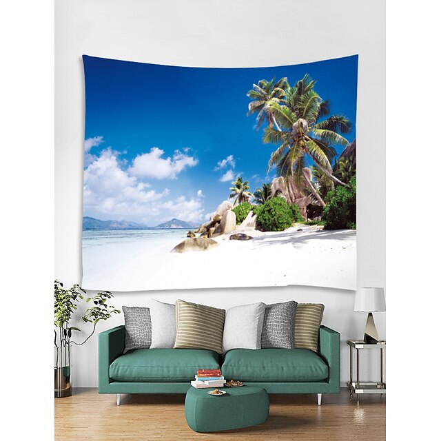 Home & Garden Home Decor | Beach Theme Landscape Wall Decor Polyester Contemporary Modern Wall Art, Wall Tapestries Decoration -