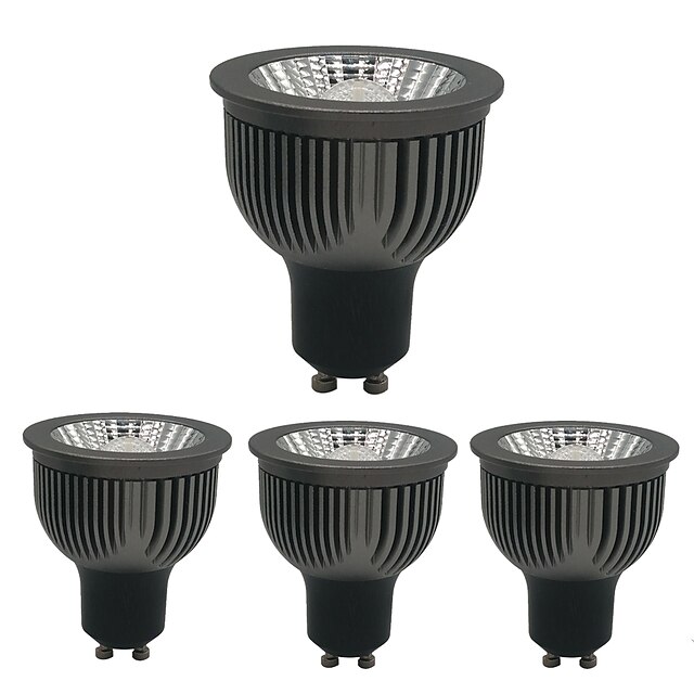  4PCS Dimmable GU10 GU5.3 E27 E14 4W COB 250-360LM Black Thickened Aluminum Reflector LED Light Bulbs AC220V/AC110V