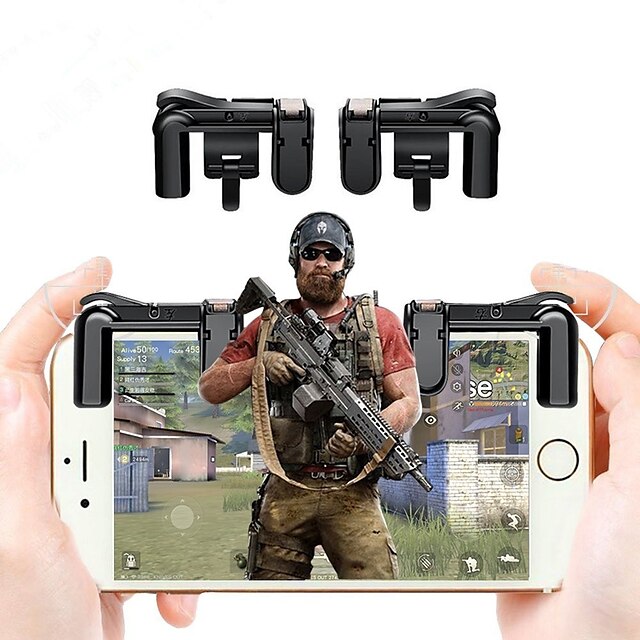  2PCS الهاتف المحمول الألعاب الزناد l1r1 shooter تحكم عن السكاكين pubg خارج قواعد بقاء تحكم زر النار مطلق النار