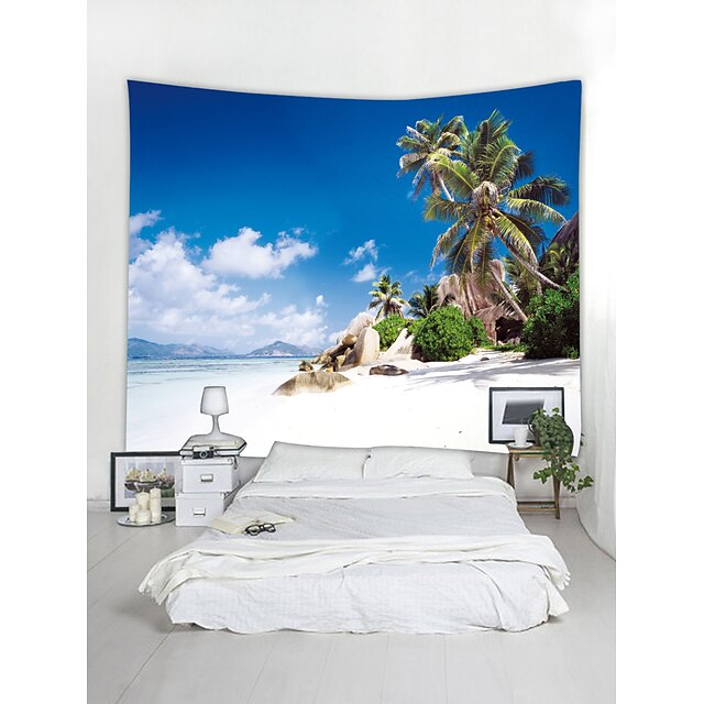 Home & Garden Home Decor | Beach Theme Landscape Wall Decor Polyester Contemporary Modern Wall Art, Wall Tapestries Decoration -