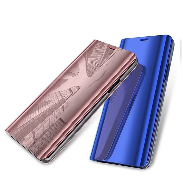  Capinha Para Samsung Galaxy S9 / S9 Plus / S8 Plus Com Suporte / Galvanizado / Espelho Capa Proteção Completa Sólido Rígida PU Leather