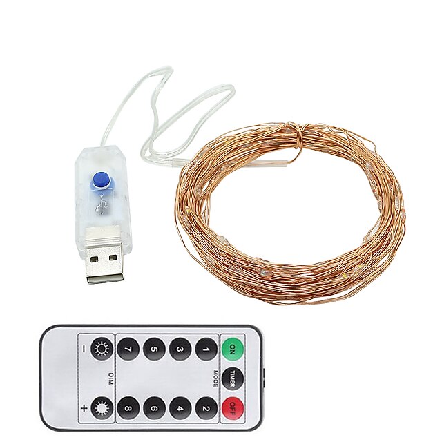  10 м Гирлянды 100 светодиоды SMD 0603 1 пульт дистанционного управления Keys 1 комплект Тёплый белый Холодный белый USB Декоративная Работает от USB