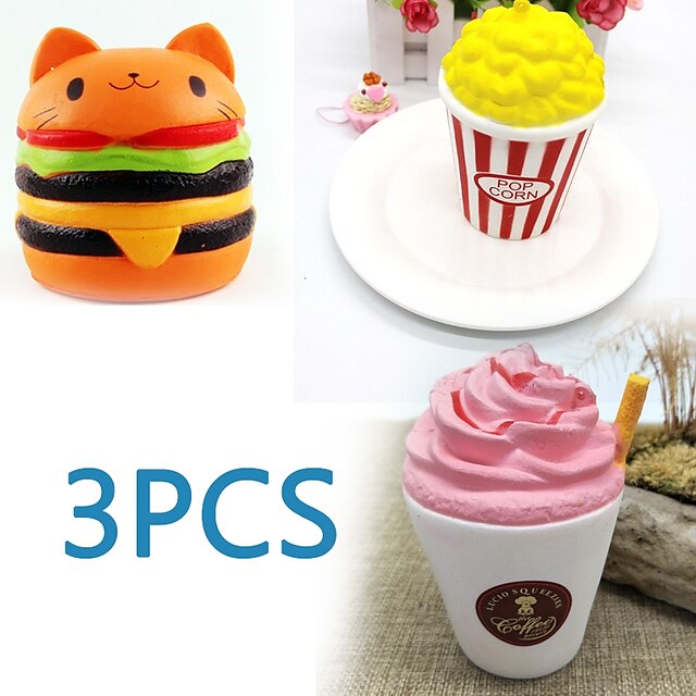  MINGYUAN Stress Reliever Creative Hamburger Popcorn Lovely Decompression Toys Parent-Child Interaction 3 pcs All Toy Gift