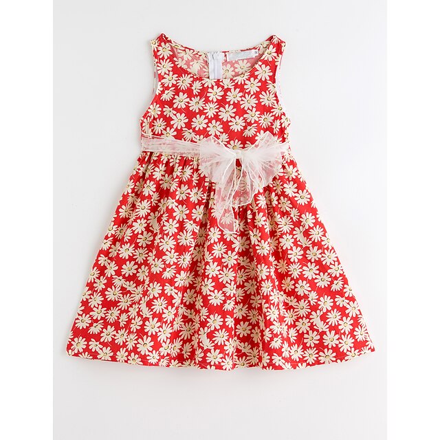  Κορίτσια » Αμάνικο Φλοράλ Τρισδιάστατα τυπωμένα γραφικά Φορέματα Λουλουδάτο Πολυεστέρας Φόρεμα Καλοκαίρι Νήπιο