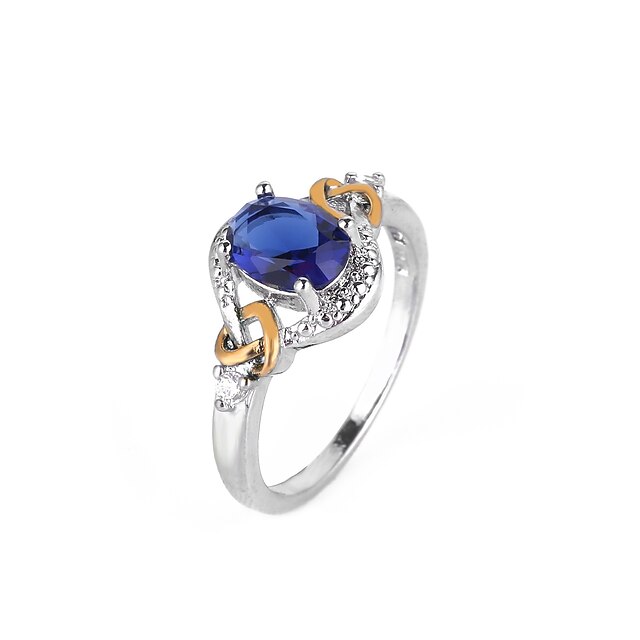  Kvinder Forlovelsesring Syntetisk Diamant geometriske Blå Kobber Ball damer Ferie Europeisk 6 7 8 9 / Oversized