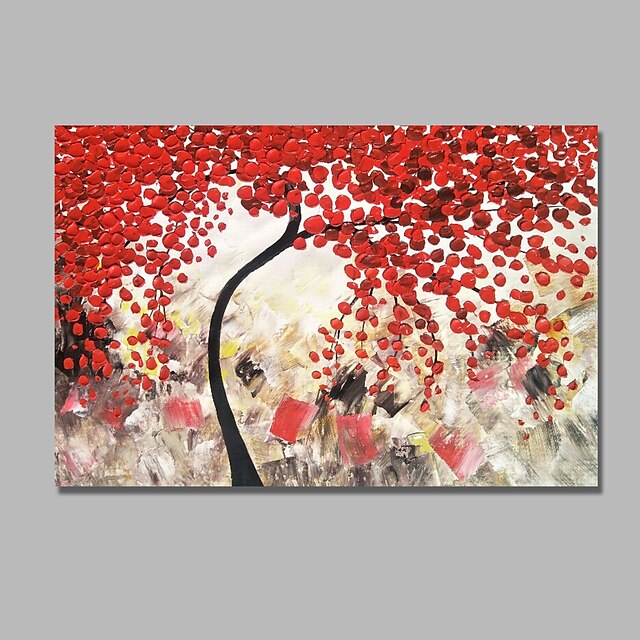  Oil Painting Hand Painted - Abstract Floral / Botanical Comtemporary Modern Stretched Canvas