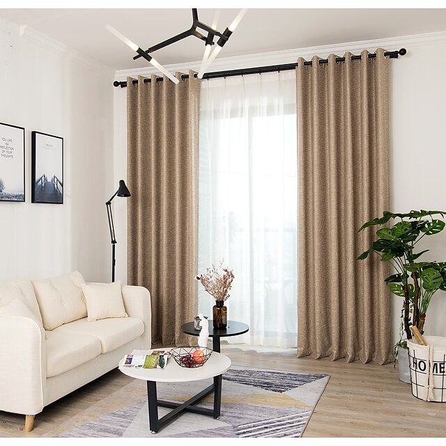  Curtains Drapes Two Panels Living Room Stripe Chenille Yarn Dyed / Living Room / Curtains Drapes