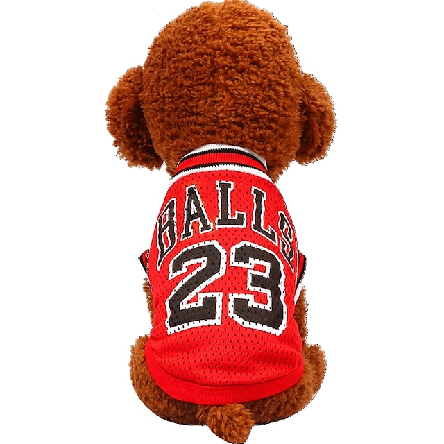  Dog Cat Pets Vest Basketball Jersey Basketball Team Jersey Striped Spots & Checks Letter & Number Casual / Sporty British Dog Clothes Puppy Clothes Dog Outfits Black Red Costume for Girl and Boy Dog