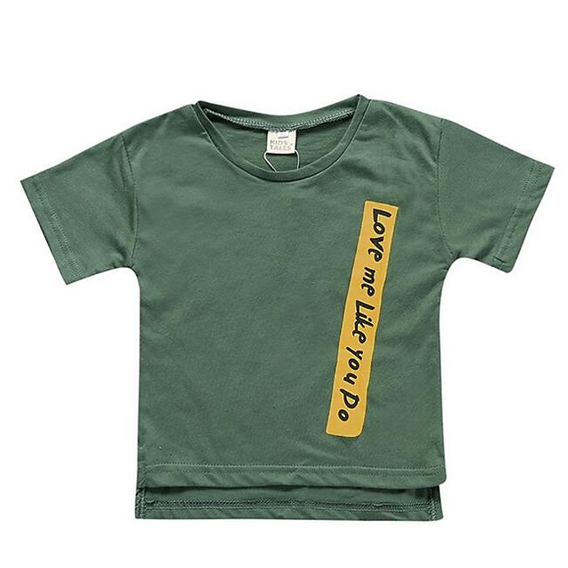  Børn Pige Basale Daglig Geometrisk Kortærmet Normal Polyester T-shirt Grøn