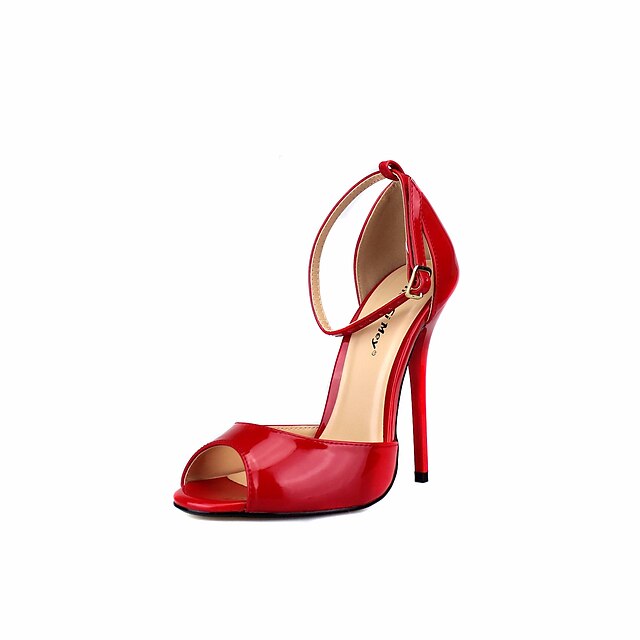  Damen High Heels Stöckelabsatz Peep Toe Schnalle PU Pumps Frühling / Herbst Schwarz / Rot / Party & Festivität