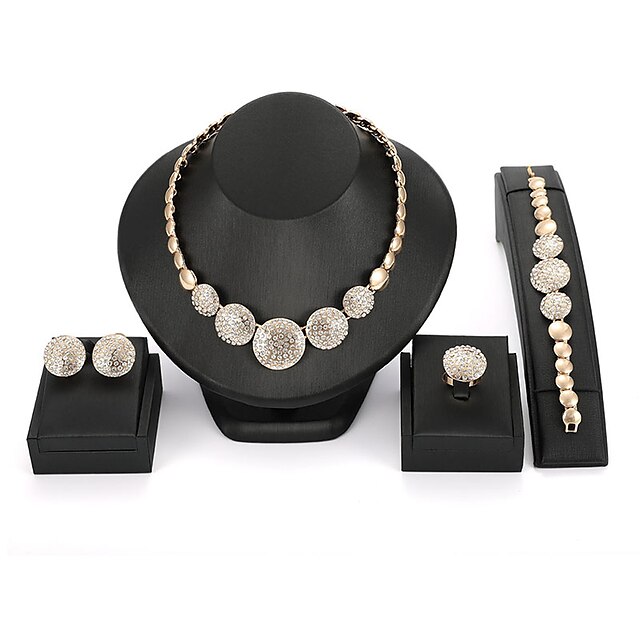  סט תכשיטים הצהרה נשים וינטאג' אופנתי עגילים תכשיטים זהב עבור Party מסיבת ערב