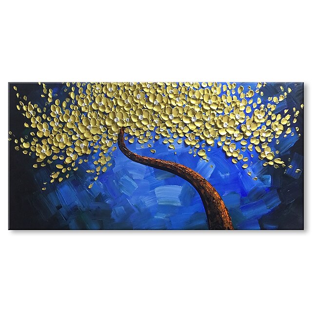 Hang-Malowane obraz olejny Ręcznie malowane - Abstrakcja Kwiatowy / Roślinny Nowoczesne Nowoczesny Naciągnięte płótka / Rozciągnięte płótno