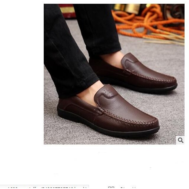  Men's Shoes Cowhide Summer Comfort Loafers & Slip-Ons Black / Yellow / Brown