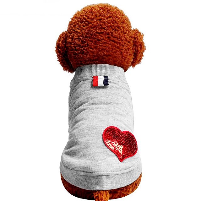  Cachorros Gatos Animais de Estimação Camiseta Roupas de cachorro Simples Sólido Amor Casual Fashion Roupas para Cães Roupas de cachorro Roupas de cachorro Preto Cinzento Ocasiões Especiais para