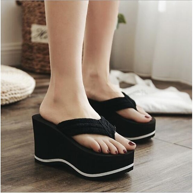  Pentru femei Papuci & Flip-flops Toc Platformă Vârf rotund EVA Confortabili Vară Negru