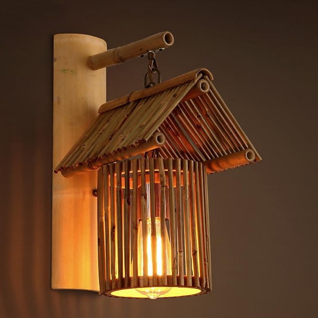  lampy ścienne w stylu retro vintage& Kinkiet zewnętrzny bambusowy kinkiet 220-240 V 40 W E27