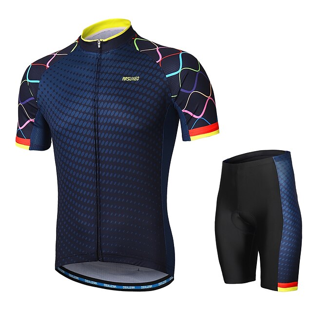  Men's Cycling Jersey with Shorts Short Sleeves Black Bike Moisture Wicking Sports Painting Romantic Clothing Apparel / Micro-elastic