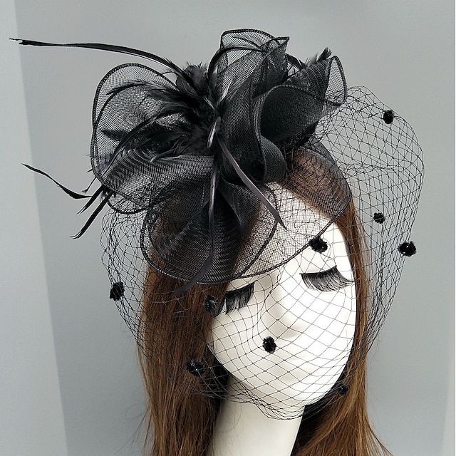  עור / רשת מפגשים / כובעים / אביזר לשיער עם נוצות / פרחוני / פרח 1 pc חתונה / אירוע מיוחד כיסוי ראש
