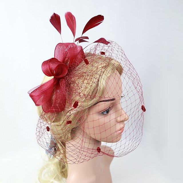  Tulle Casque avec Plume 1pc Mariage / Occasion spéciale Casque