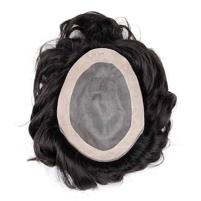 Beauty & Hair Wigs & Hair Pieces | Mens Human Hair Toupees Wavy 100% Hand Tied New Arrival / Hot Sale / Man Weave - KY69919