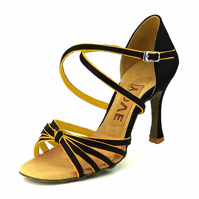  Damen Schuhe für den lateinamerikanischen Tanz / Ballsaal Satin Sandalen Schnalle Maßfertigung Tanzschuhe Gelb / Fuchsia / Lila / Wildleder