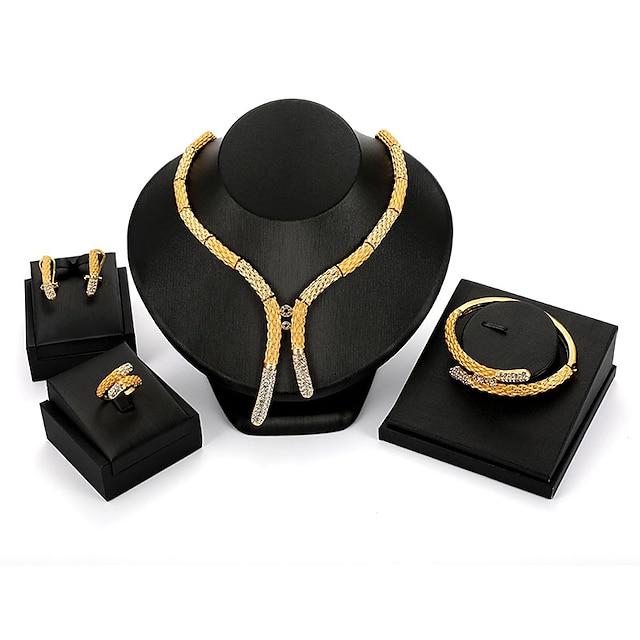  Damskie Zestaw biżuterii damska Vintage Moda Ponadgabarytowych Kolczyki Biżuteria Złoty Na Impreza Party Wieczór