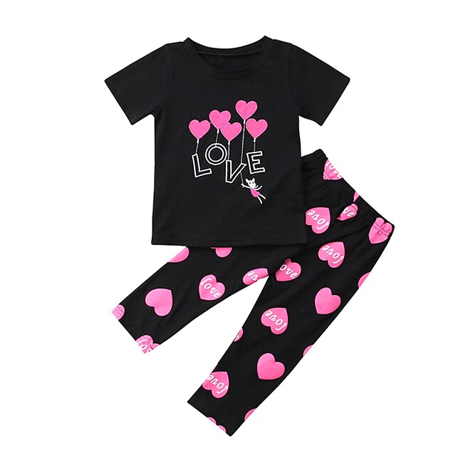  Toddler Girls' Clothing Set Daily Sports Easter Print Print Short Sleeve Active Basic Regular Regular Black