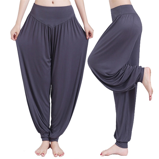  Pantalones harem para mujer, transpirables, de secado rápido, que absorben la humedad, zumba, danza del vientre, yoga, bombachos, pantalones, morado claro, blanco, negro, modal, spandex, tallas