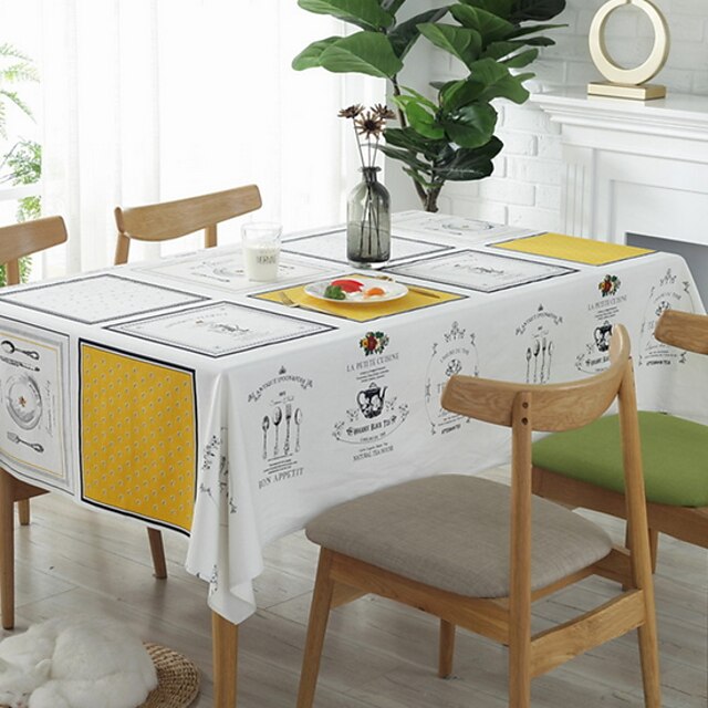  Contemporary Cotton Square Table Cloth Geometric Table Decorations 1 pcs