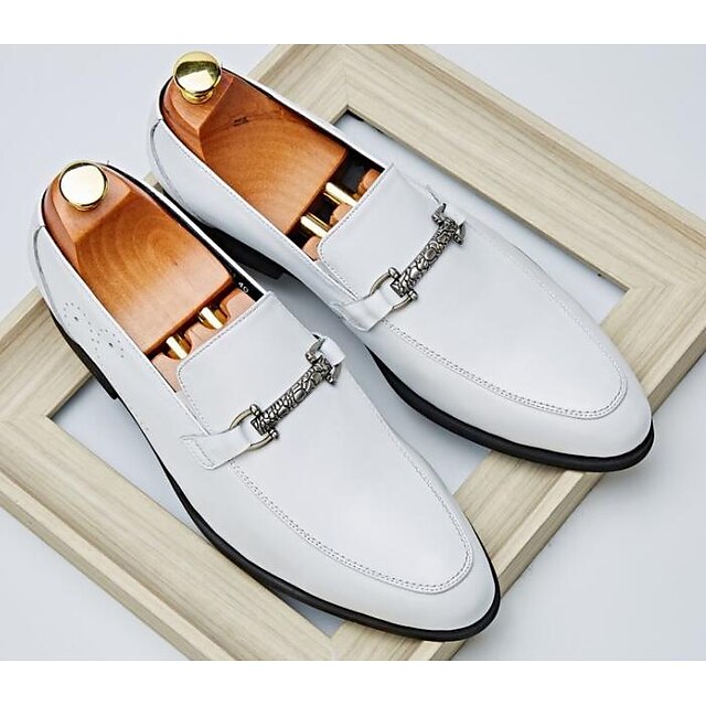  Men's Comfort Shoes Nappa Leather / Cowhide Fall Loafers & Slip-Ons White / Black / Burgundy / Office & Career