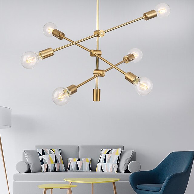  nowoczesne lampy wiszące z galwanicznym oświetleniem z 6-lampowym uchwytem do montażu w salonie jadalnia żyrandol sypialnia
