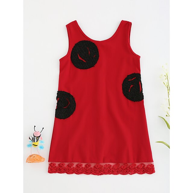  Toddler Little Girls' Dress Solid Colored Red Sleeveless Floral Dresses Summer