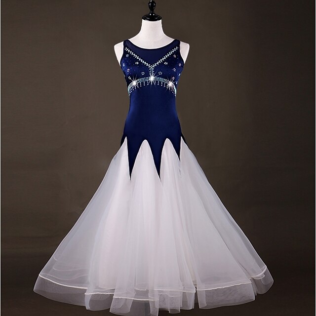  Ballroom Dance Dresses Women's Performance Spandex Ruching / Split Joint / Crystals / Rhinestones Sleeveless Dress