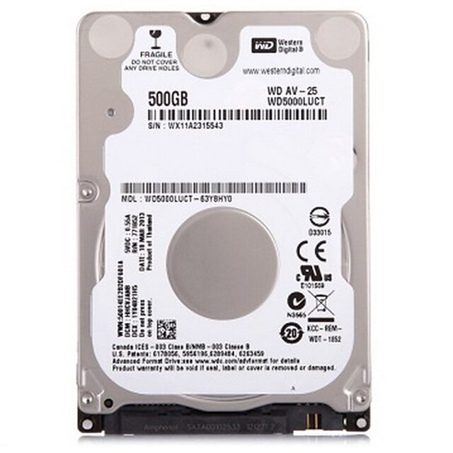  WD Laptop / Notebook Hard Disk Drive 500GB Audio WD5000LUCT