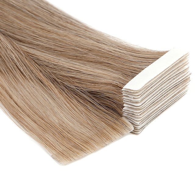  Tape In Hair Extensions Remy Human Hair 1pcs Pack Straight Black Blonde Hair Extensions / Odor Free / 100% Hand Tied