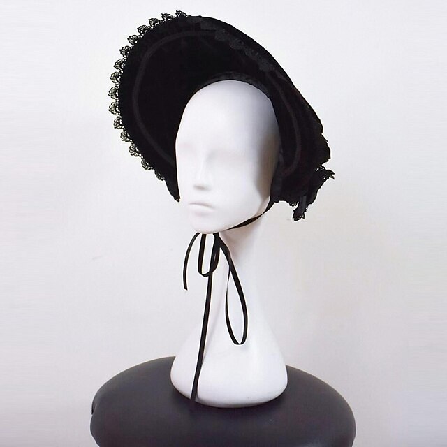  Pentru femei Gothic Lolita Classic Lolita Punk Lolita Pelerină Bonetă Negru Dantelă Catifea Lolita Accesorii / Pălărie