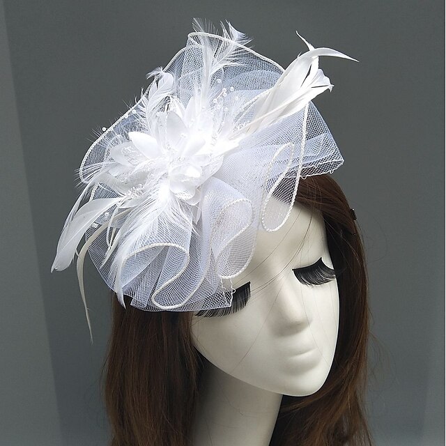 Feather / Net Fascinators Kentucky Derby Hat/ Headpiece with Feather ...