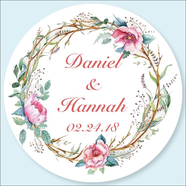  Floral / Botanicals Stickers, Labels & Tags - 48pcs Circular Stickers / Envelope Sticker All Seasons