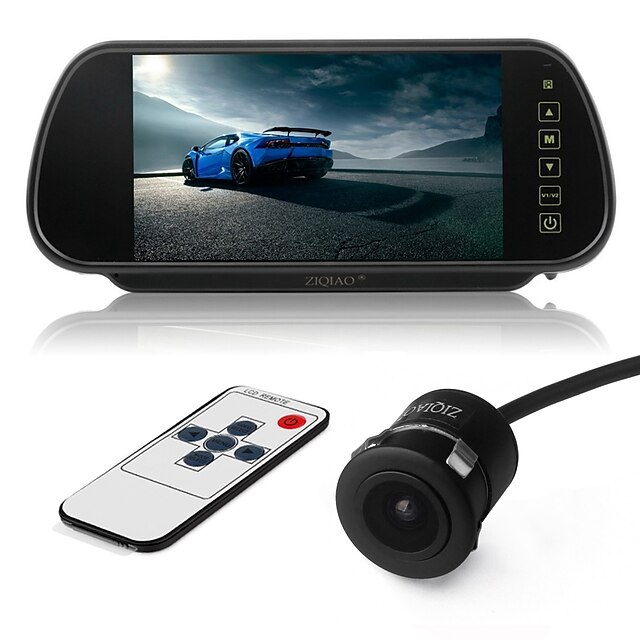  ZIQIAO 7 Inch Color TFT LCD Car Rear View Mirror Monitor and CCD HD Waterproof Car Rear View Camera