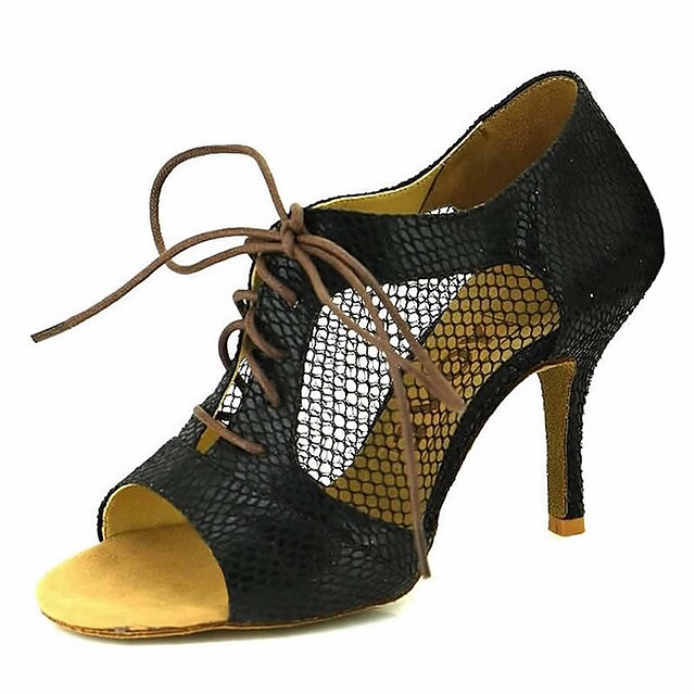  Mulheres Sapatos de Dança Latina / Sapatos de Salsa Glitter / Courino Fivela Sandália / Salto Presilha / Cadarço de Borracha Salto Personalizado Personalizável Sapatos de Dança Vermelho / Dourado