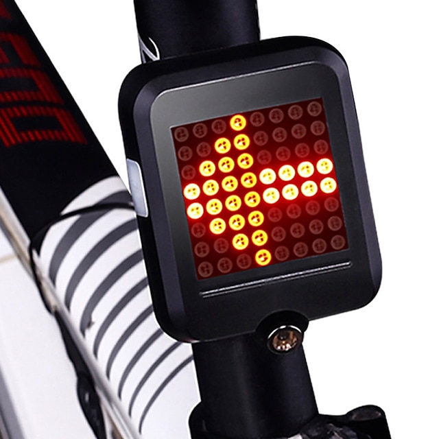  USB oplaadbaar fietsachterlicht, slimme fietsrichtingaanwijzers met 80 lumen 64 led-lichtkralen, draagbaar remlichtwaarschuwingslampje past op elke racefiets