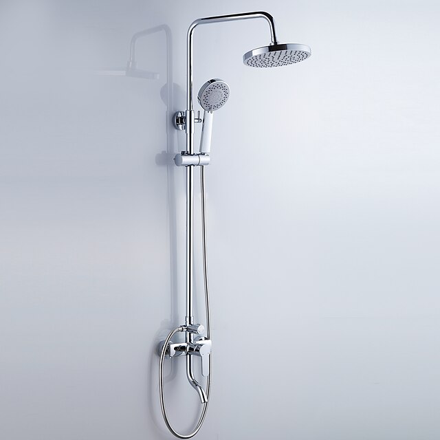  Shower System Set - Rainfall Contemporary Chrome Shower System Ceramic Valve Bath Shower Mixer Taps / Brass / Single Handle Three Holes