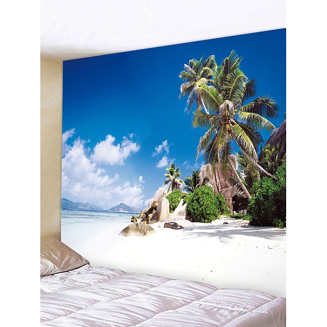 Home & Garden Home Decor | Beach Theme Landscape Wall Decor Polyester Contemporary Modern Wall Art, Wall Tapestries Decoration -