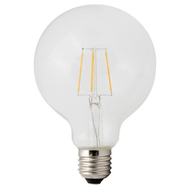  HRY 1pç 4 W Lâmpadas de Filamento de LED 360 lm E26 / E27 G95 4 Contas LED COB Decorativa Branco Quente 220-240 V / 1 pç / RoHs