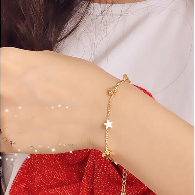  Women's Chain Bracelet Pendant Bracelet Star Ladies Fashion Metal Bracelet Jewelry Gold For Street Daily