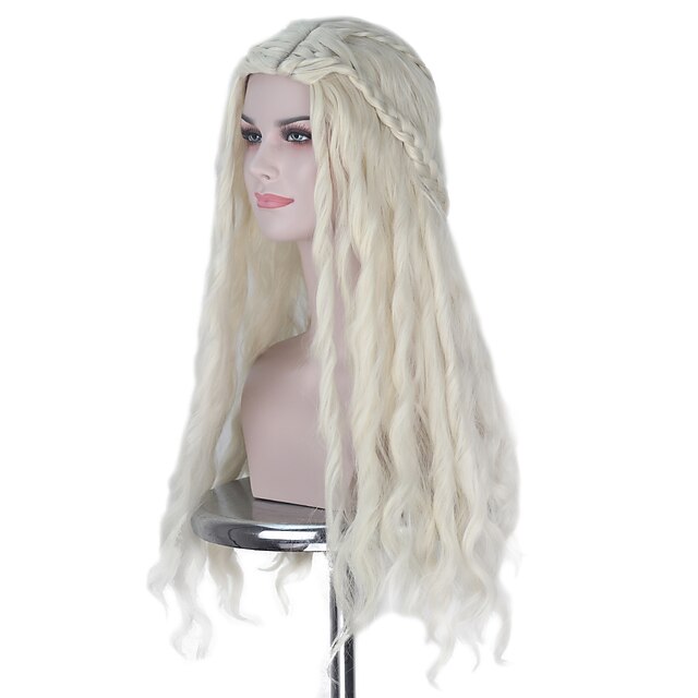  Game of thrones cosplay daenerys targaryen cosplay perruques tous 18 pouces résistant à la chaleur fibre anime perruque halloween perruque