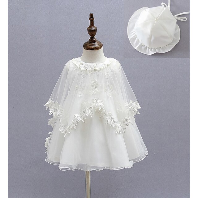  Dítě Dívčí Základní Jednobarevné Dlouhý rukáv Bavlna Šaty Bílá / Toddler